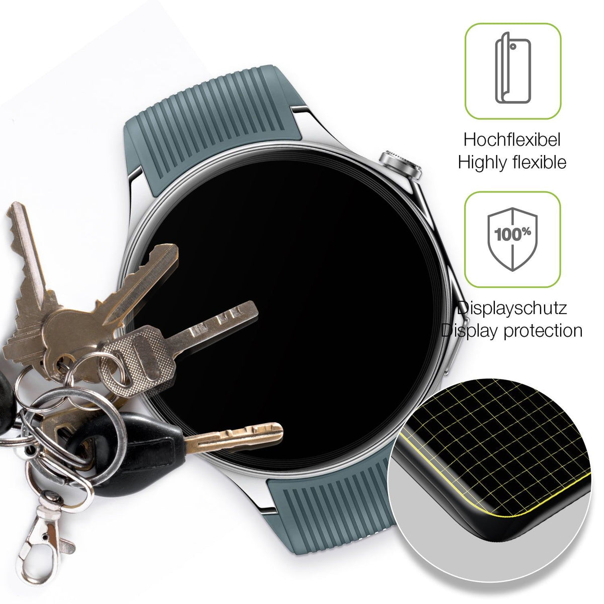 2x Full Cover Schutzfolie matt für OnePlus Watch 2