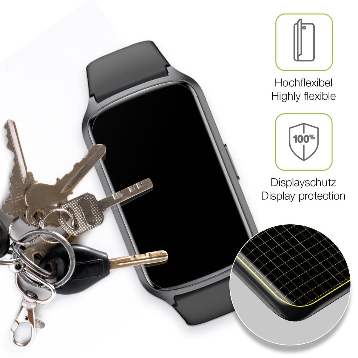 2x Full Cover Schutzfolie matt für Sanorum Smartwatch 1.47 Zoll