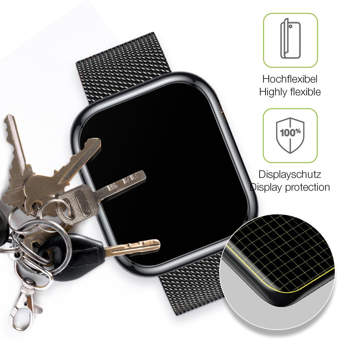 2x Full Cover Schutzfolie matt für Ruxingx 1.47 Zoll Smartwatch