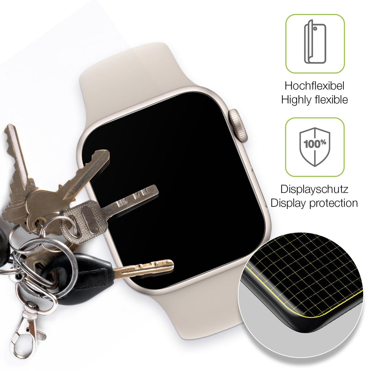 2x Full Cover Schutzfolie matt für Apple Watch SE 2. Generation GPS 40mm