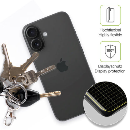 2x Full Cover Schutzfolie matt für Apple iPhone 16 Rückseite