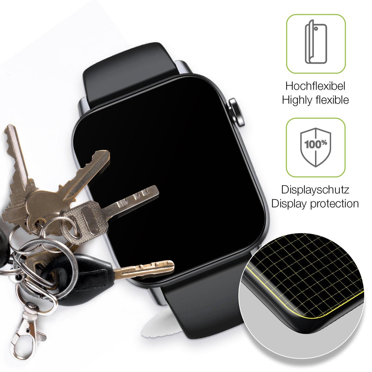 2x Full Cover Schutzfolie matt für Gard Pro Health Smartwatch 2+