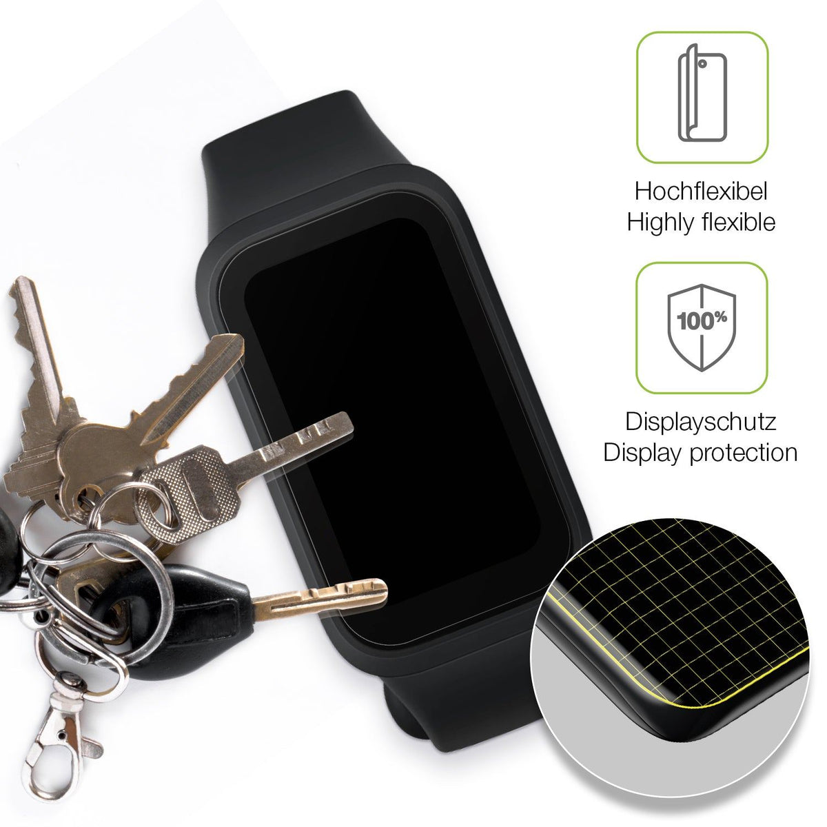 2x Full Cover Schutzfolie matt für Xiaomi Smart Band 9 Active