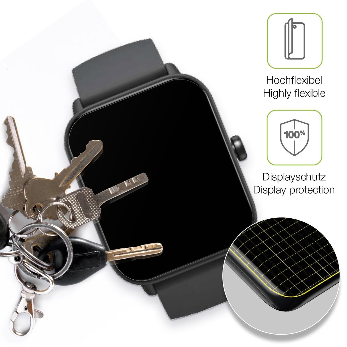 2x Full Cover Schutzfolie matt für UHOOFIT G35 Smartwatch