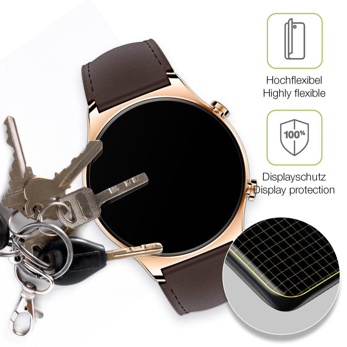 2x Full Cover Schutzfolie matt für Honor Watch GS 3