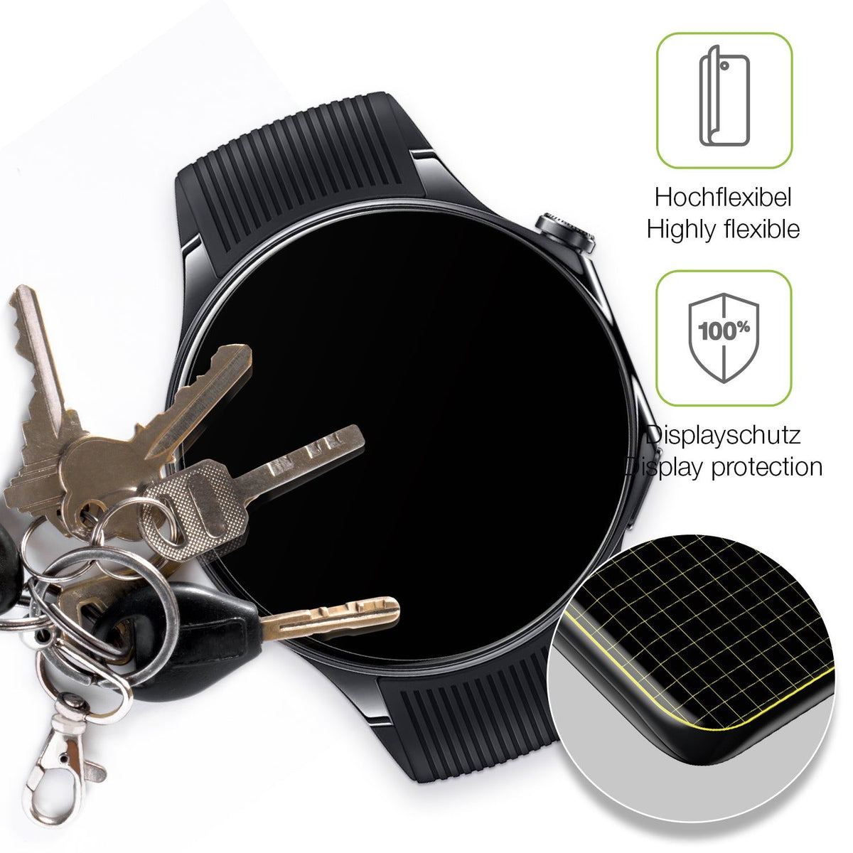 2x Full Cover Schutzfolie matt für Oppo Watch X2
