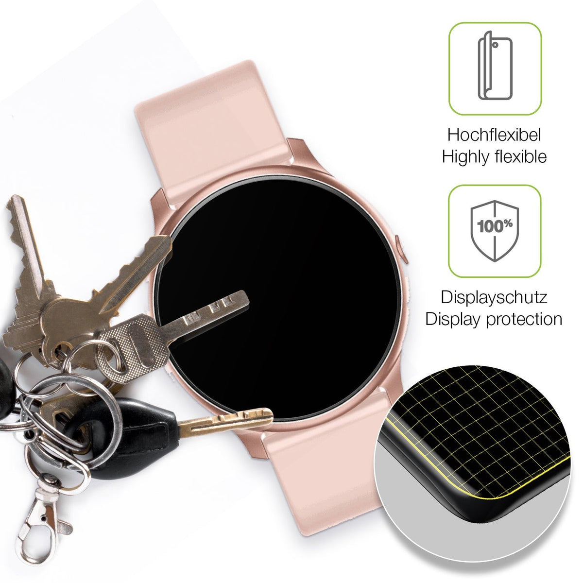 2x Full Cover Schutzfolie matt für Maxcom Fit FW32 Neon Smartwatch