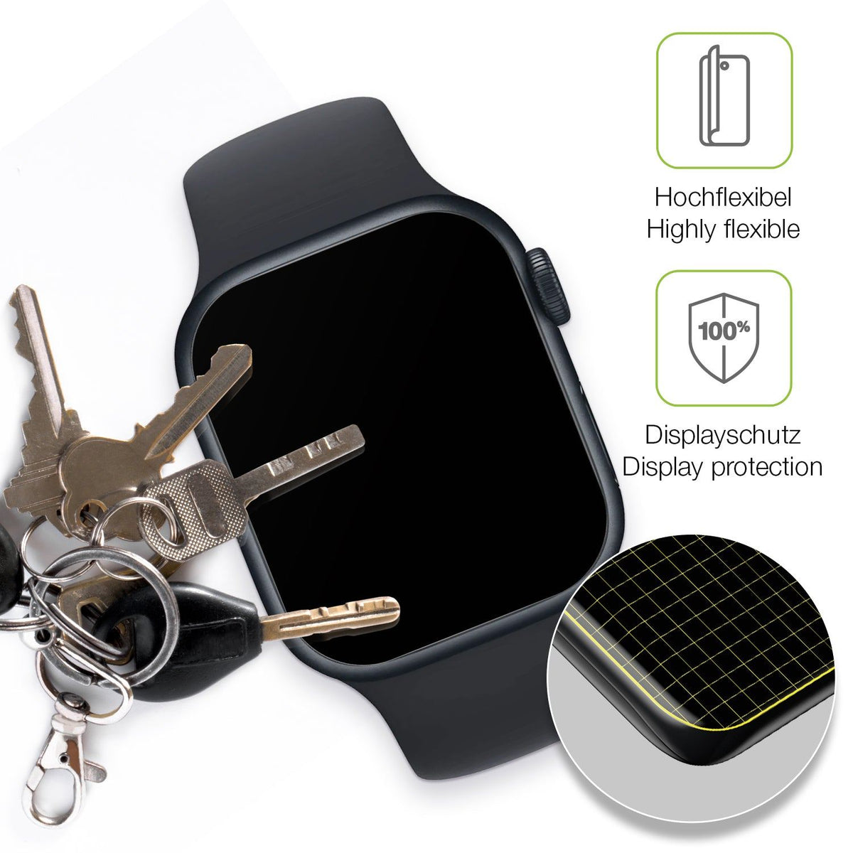2x Full Cover Schutzfolie matt für Apple Watch Series 8 41mm