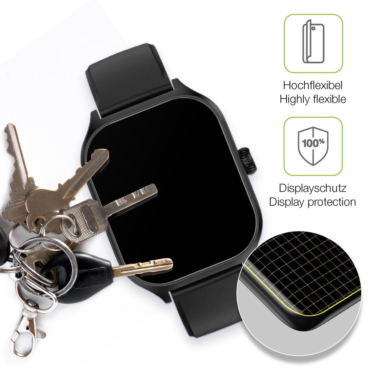 2x Full Cover Schutzfolie matt für smooce Kinder Smartwatch 01