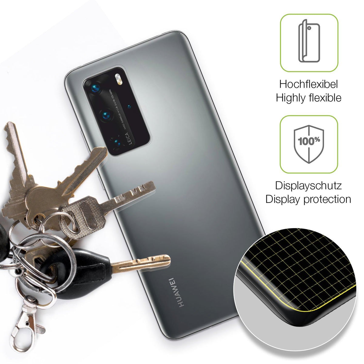 2x Full Cover Schutzfolie matt für Huawei P40 Pro Rückseite