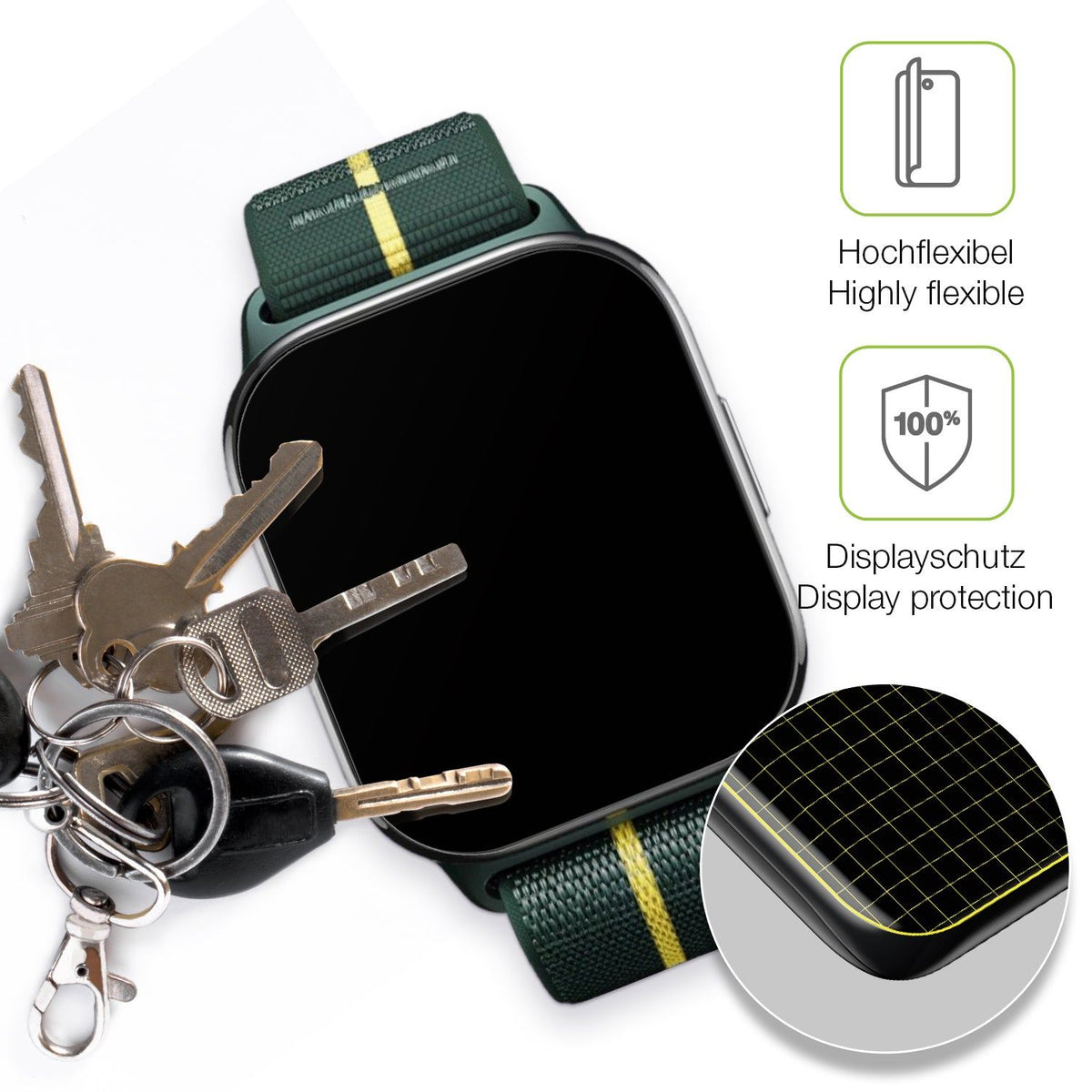 2x Full Cover Schutzfolie matt für Motorola Moto Watch Fit