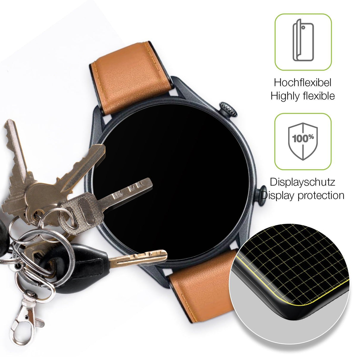 2x Full Cover Schutzfolie matt für Motsfit Smartwatch 1.56 Zoll