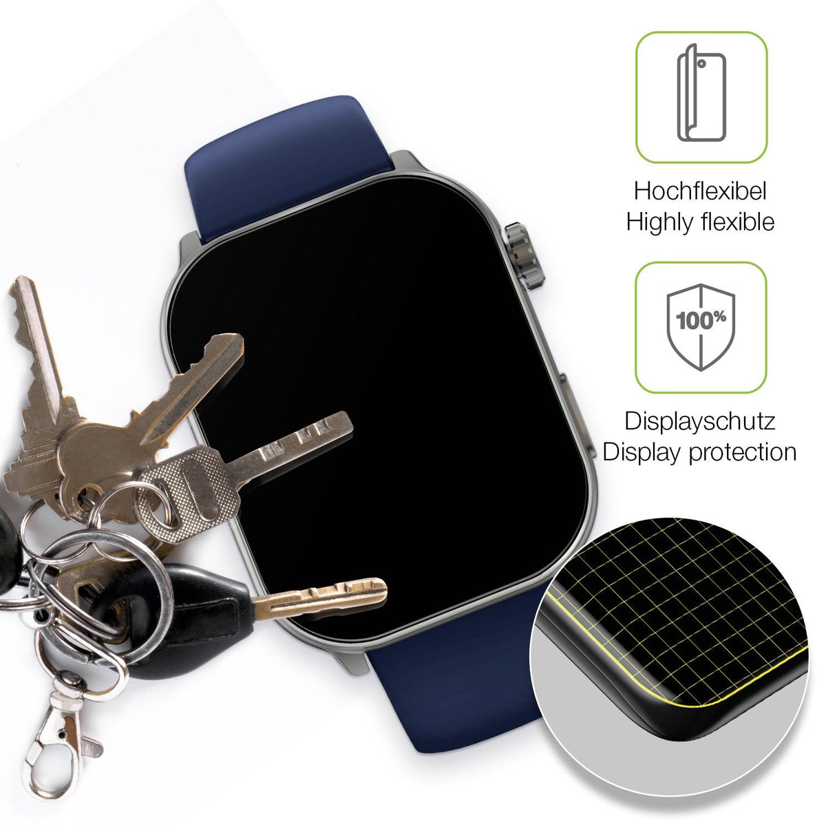2x Full Cover Schutzfolie matt für GARD PRO Health Smartwatch 3 41mm