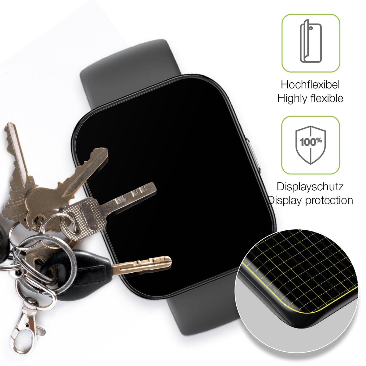 2x Full Cover Schutzfolie matt für Amazfit Bip 5 46mm A2215