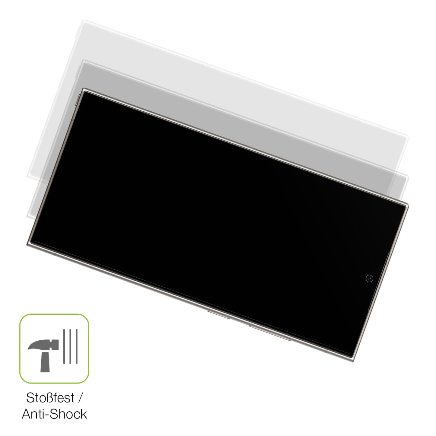 Schutz gegen Kratzer auf dem Samsung Galaxy S24 Ultra Glas durch Schlüssel, Stöße gegen die Tischkante oder Stürze