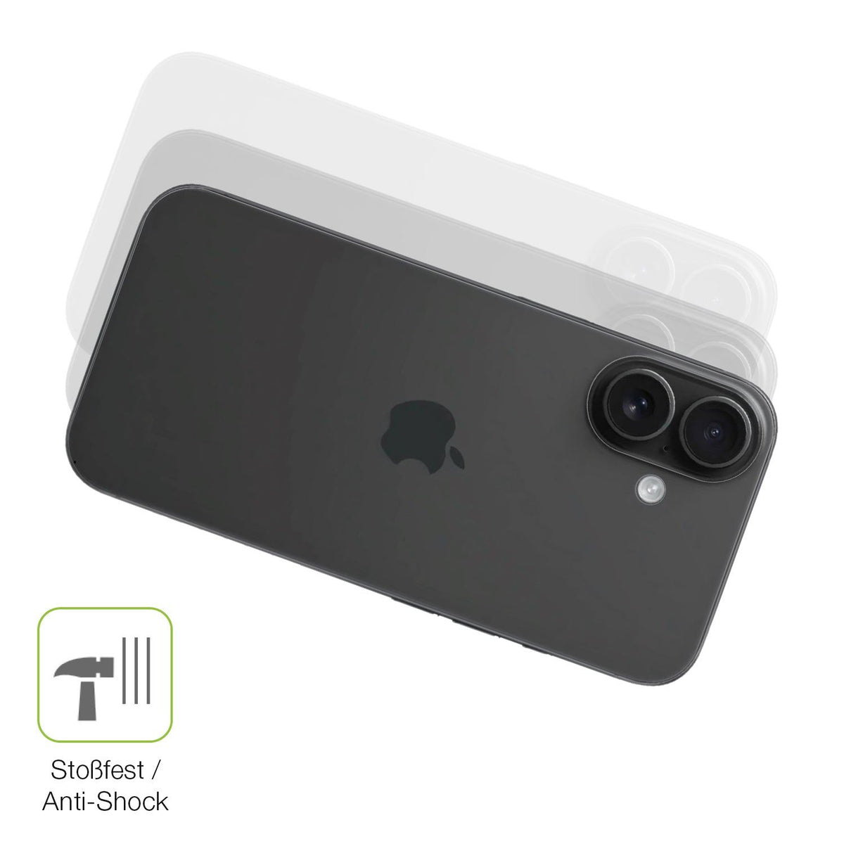 2x Full Cover Schutzfolie matt für Apple iPhone 16 Rückseite