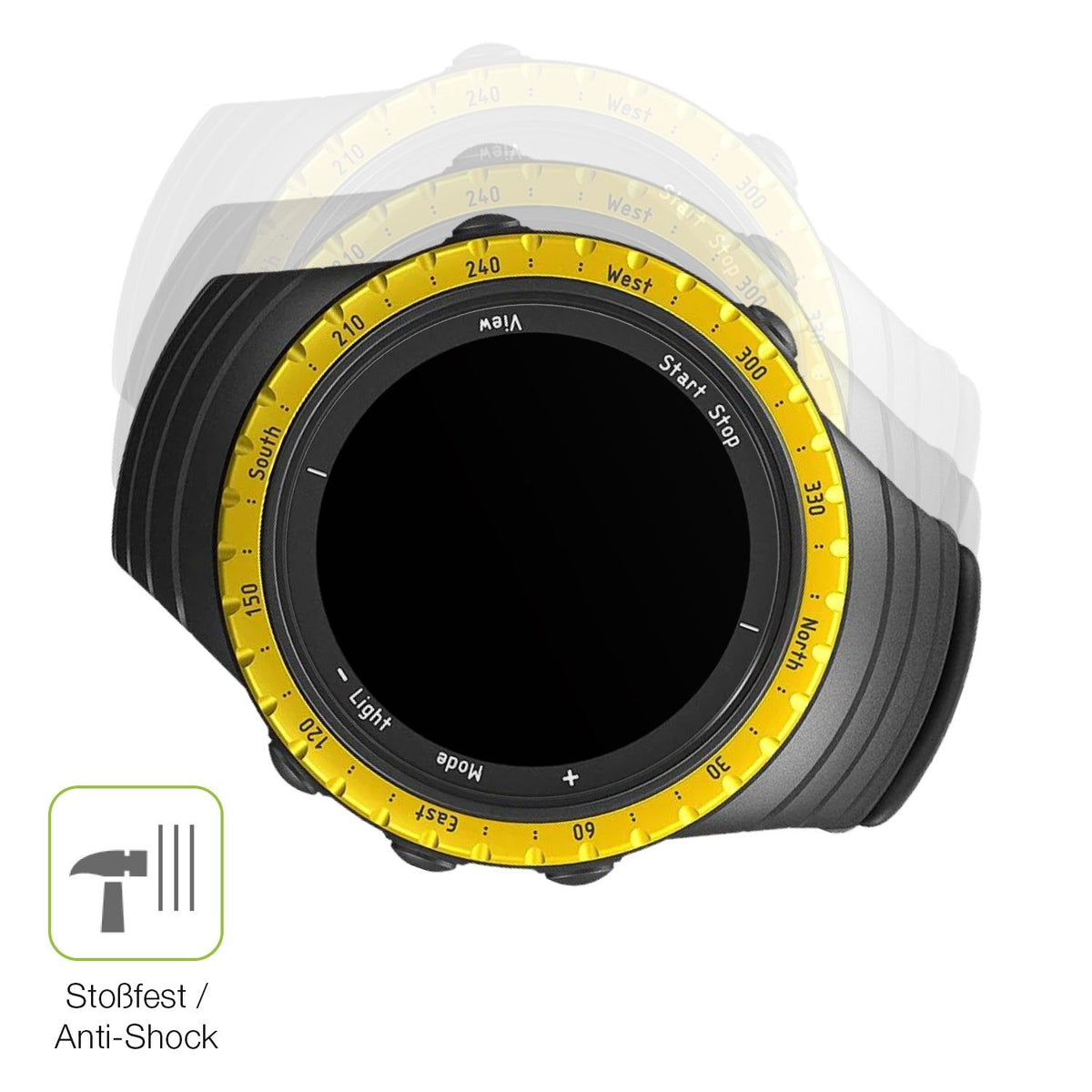 2x Full Cover Schutzfolie matt für Suunto Core Black Yellow