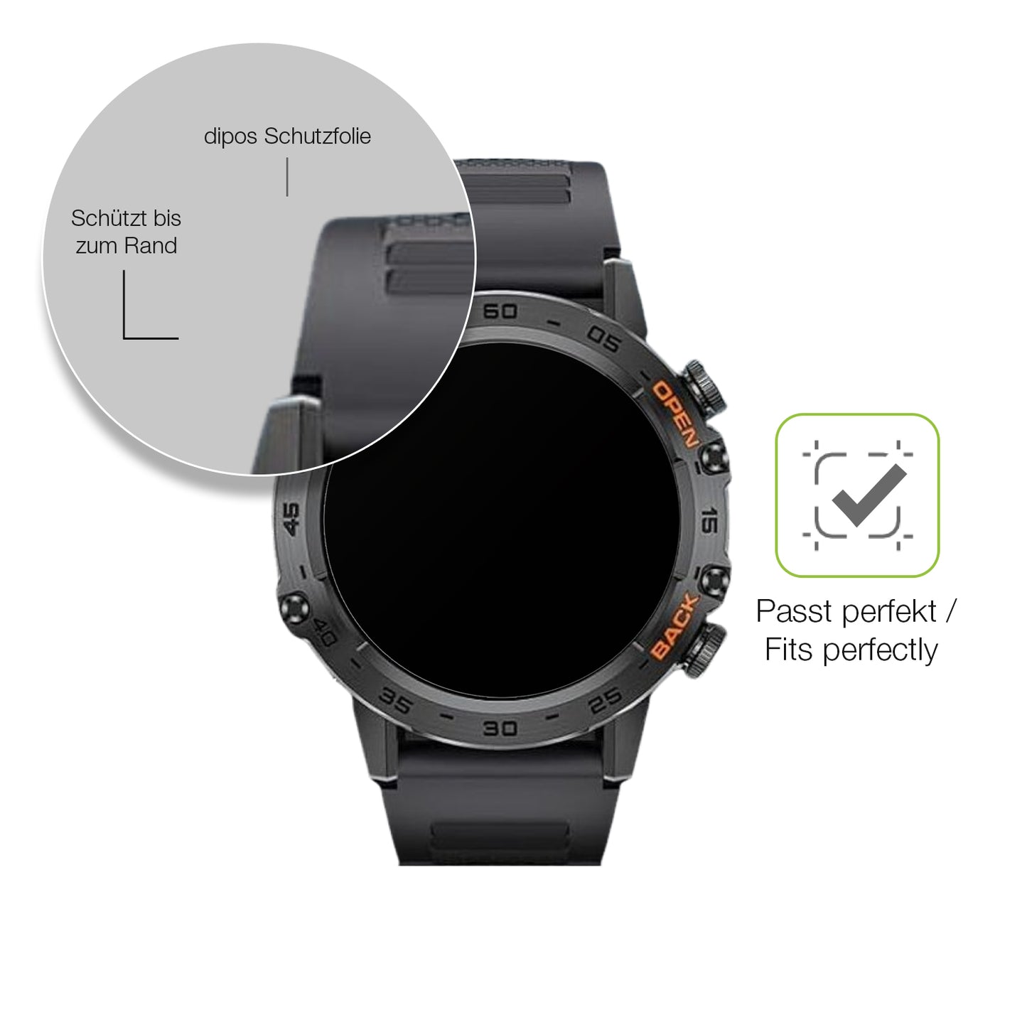 2x Full Cover Schutzfolie matt für Darmowade Smartwatch 1.39 Zoll