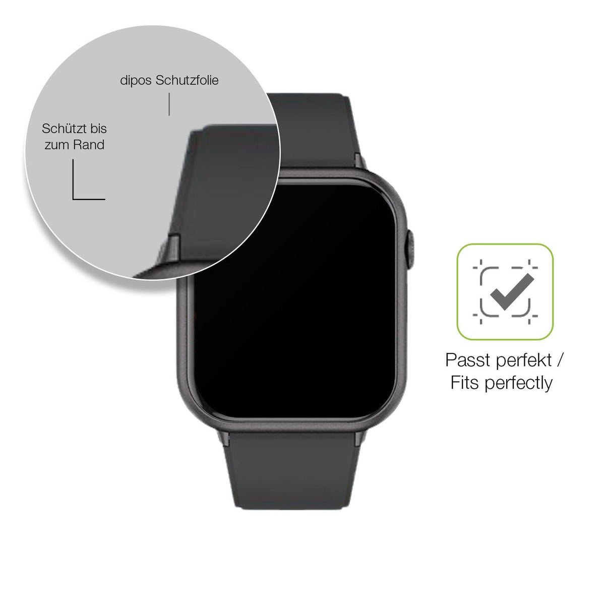 2x Full Cover Schutzfolie matt für Mutoy Smartwatch 1.83 Zoll
