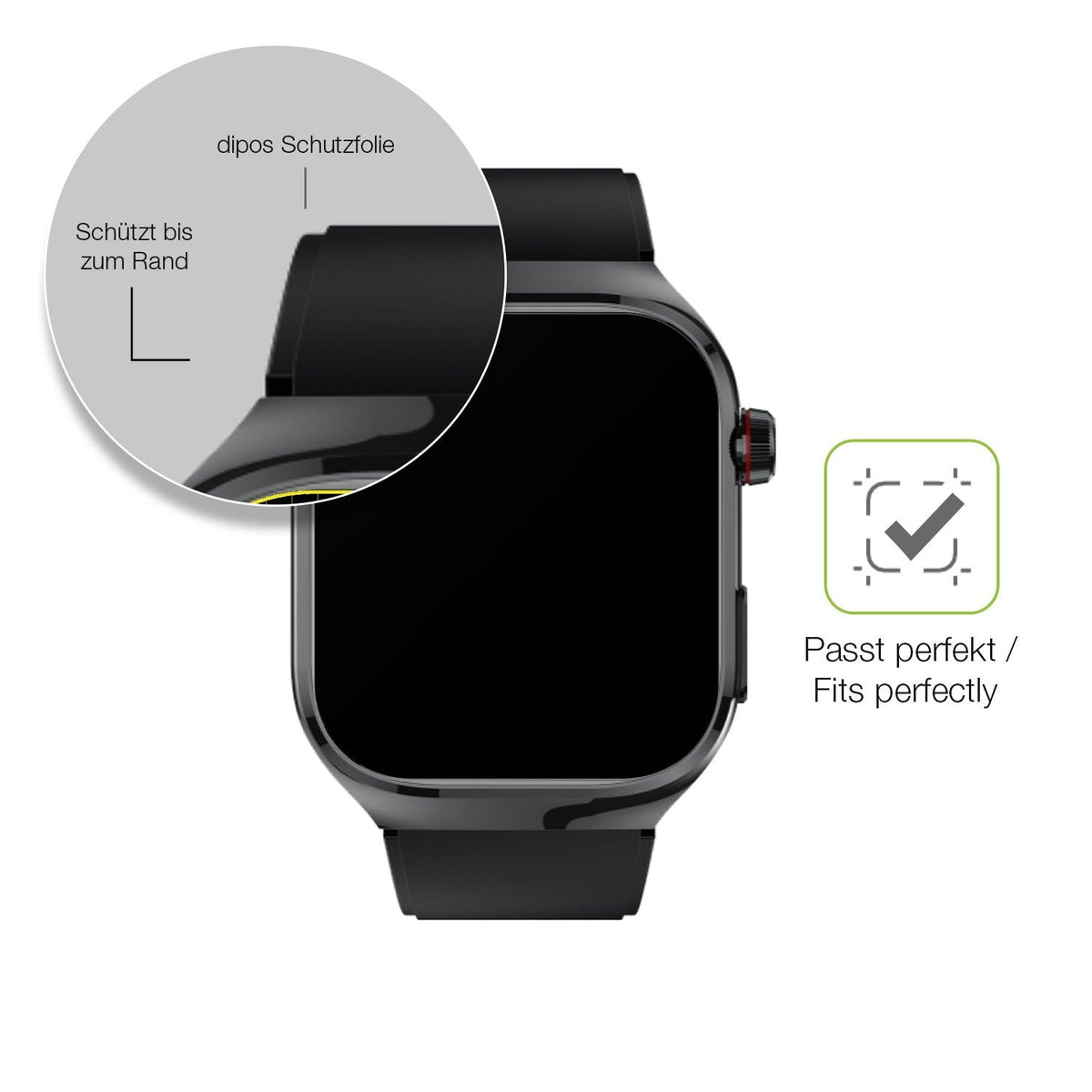 2x Full Cover Schutzfolie matt für TK 16 Smartwatch 2.04 Zoll
