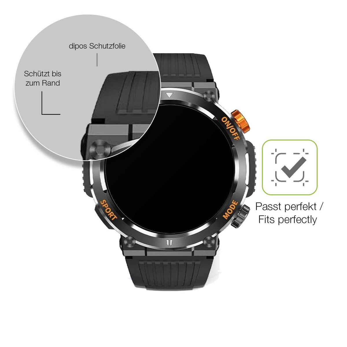 2x Full Cover Schutzfolie matt für MEGALITH K52 Fitness Tracker
