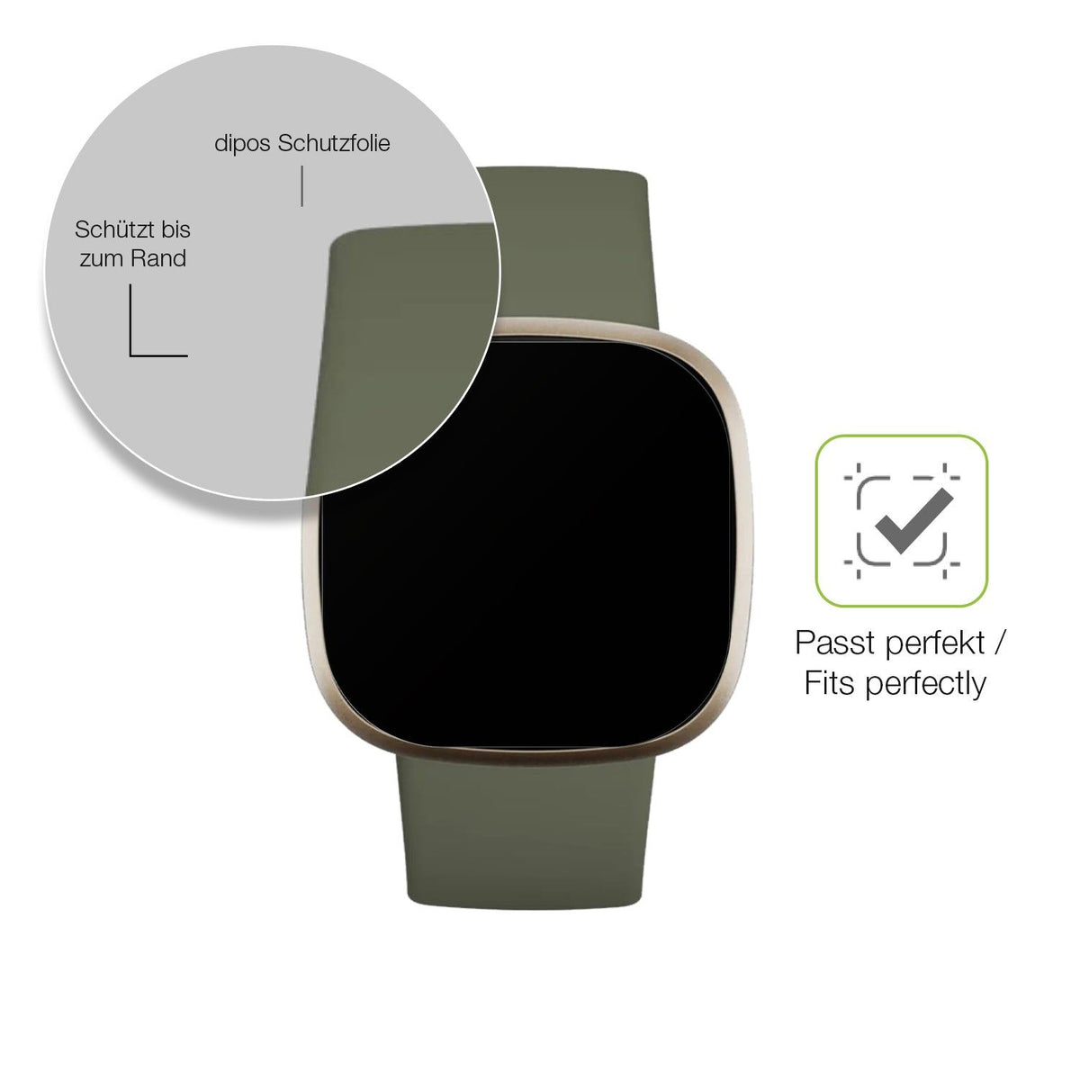2x Full Cover Schutzfolie matt für Fitbit Versa 3