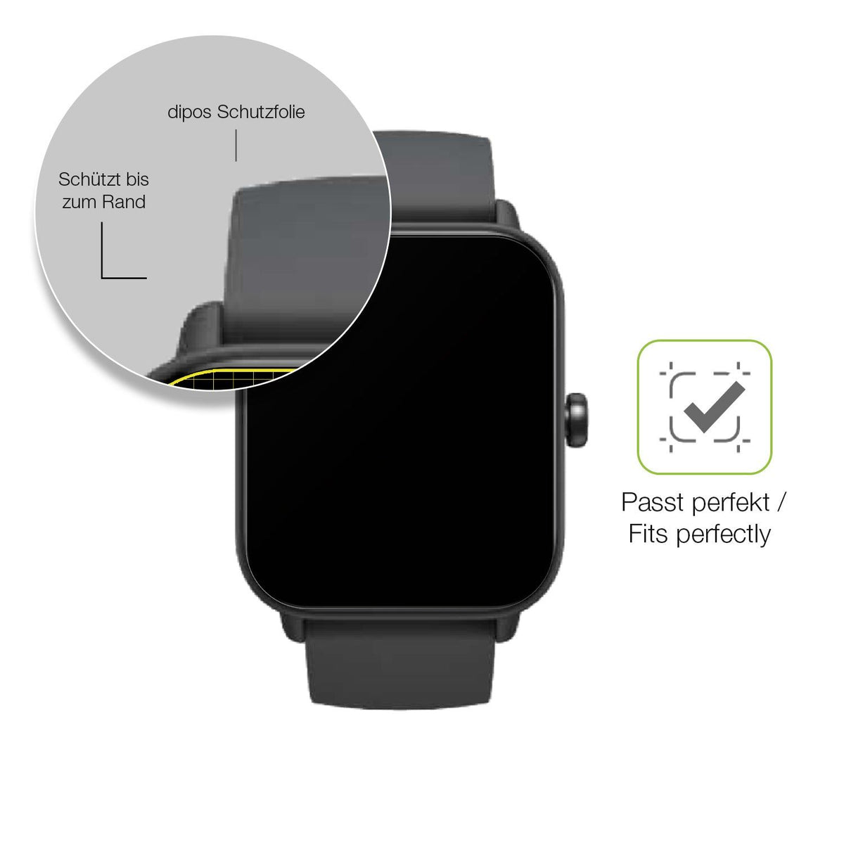 2x Full Cover Schutzfolie matt für UHOOFIT G35 Smartwatch