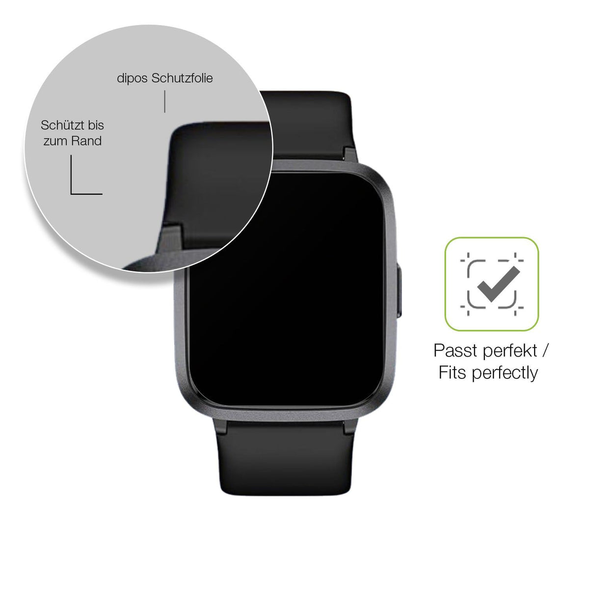 2x Full Cover Schutzfolie matt für LETSACTIV ID205U Smartwatch