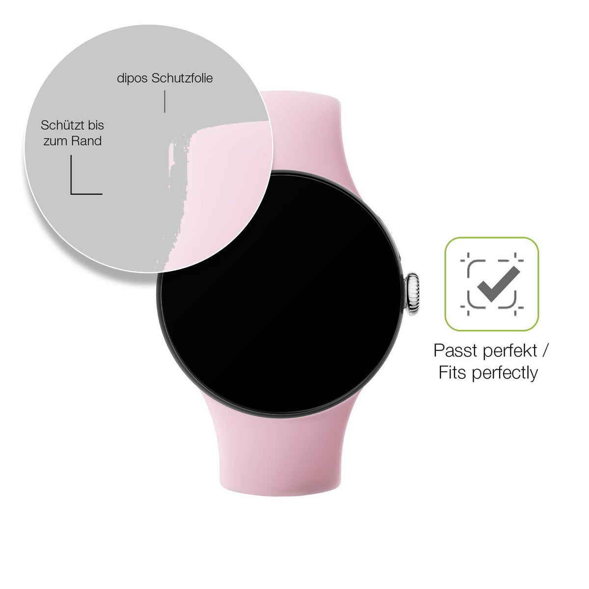 2x Full Cover Schutzfolie matt für Google Pixel Watch 3 41mm