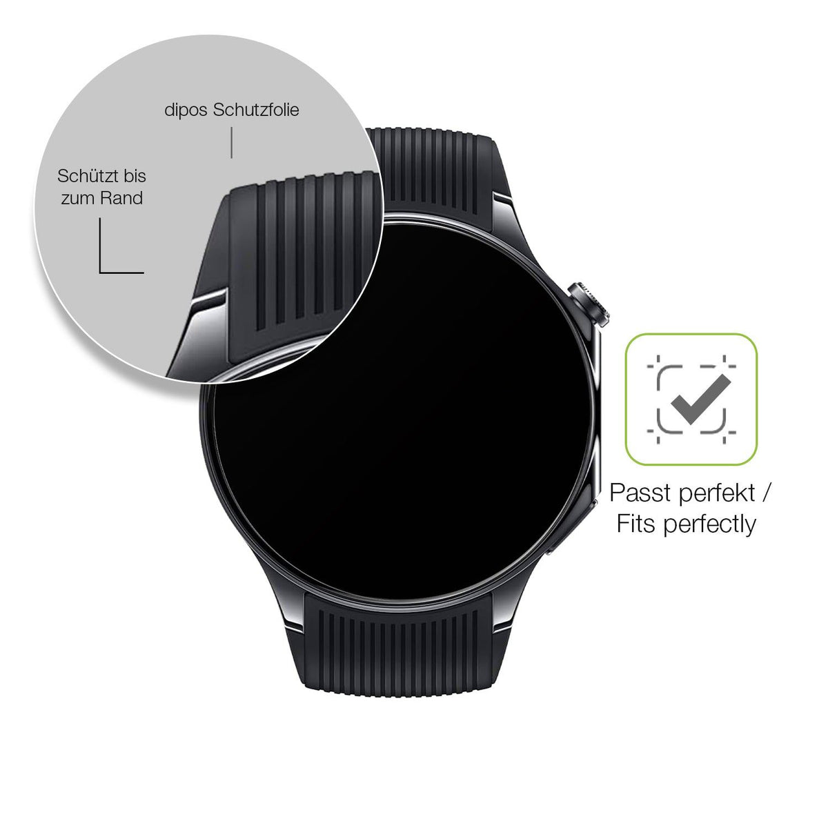 2x Full Cover Schutzfolie matt für OnePlus Watch 3 46mm