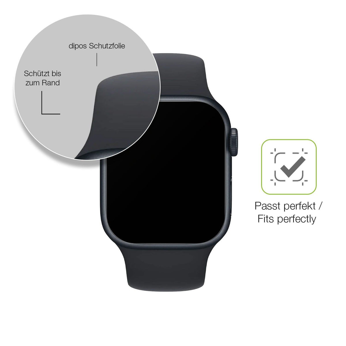 2x Full Cover Schutzfolie matt für Apple Watch Series 8 41mm