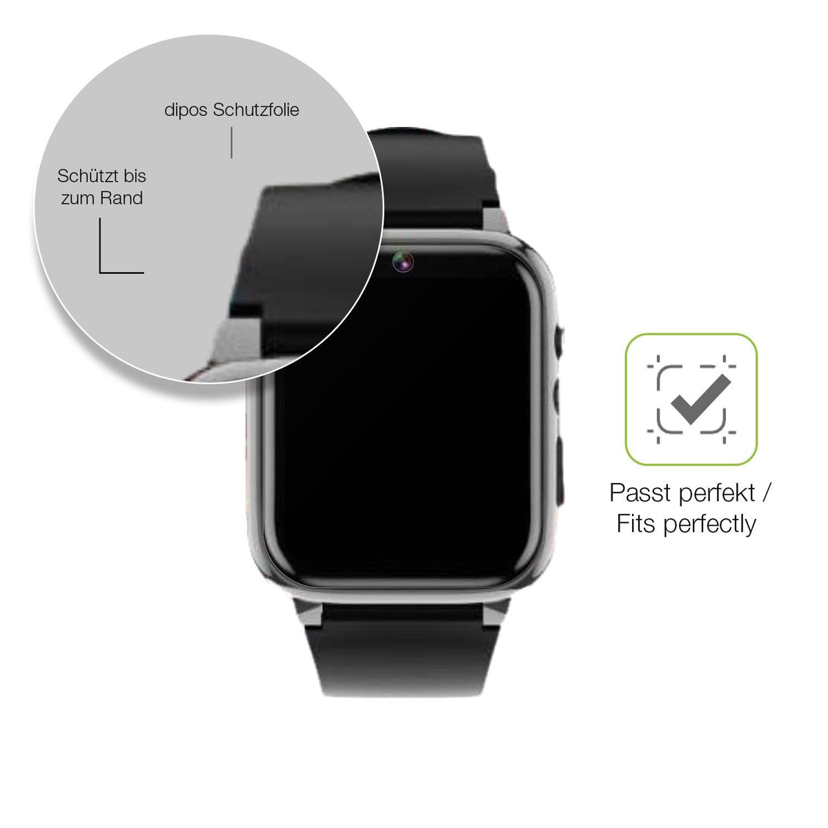 2x Full Cover Schutzfolie matt für Winnes 24A08001 Smartwatch