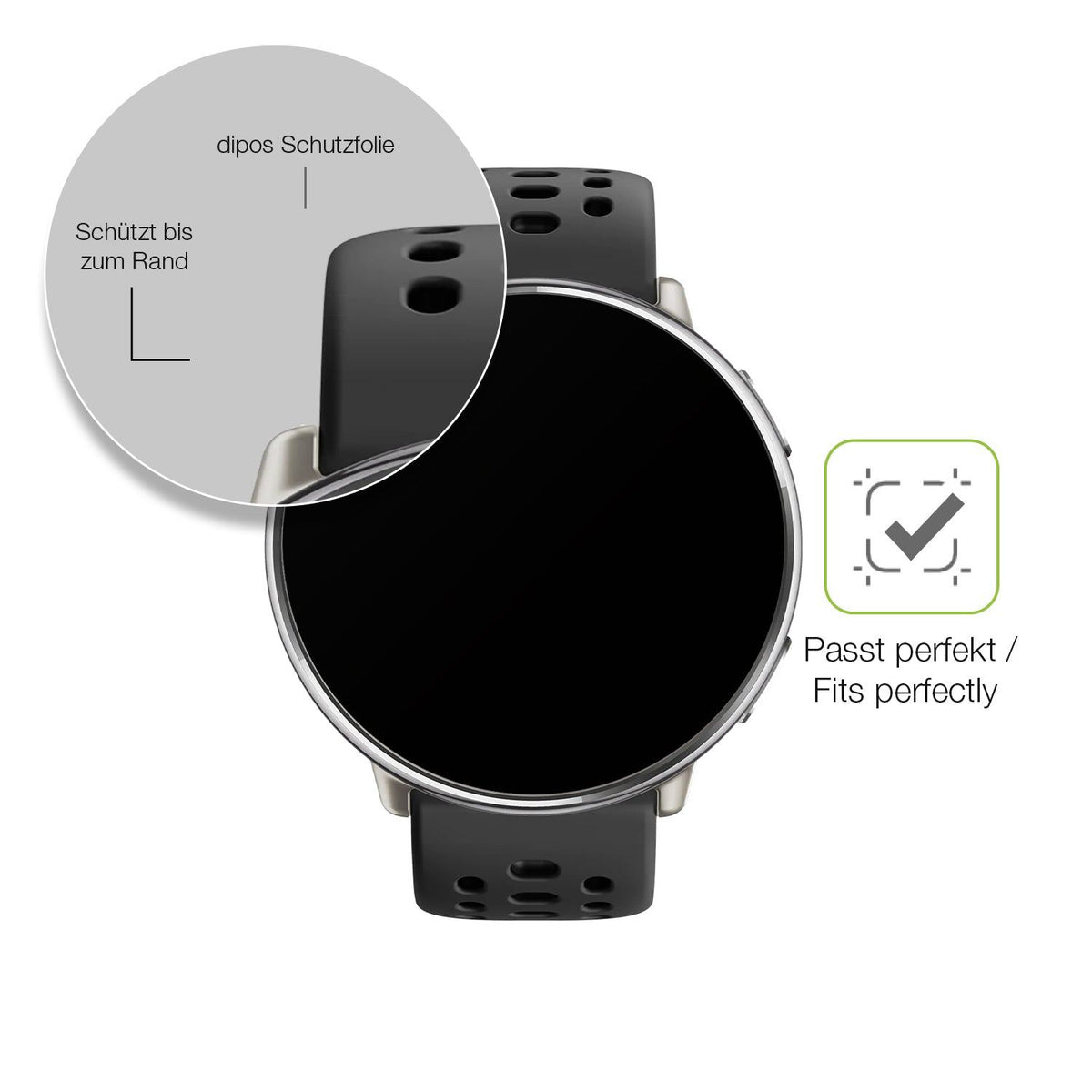 2x Full Cover Schutzfolie matt für Amazfit Active 2