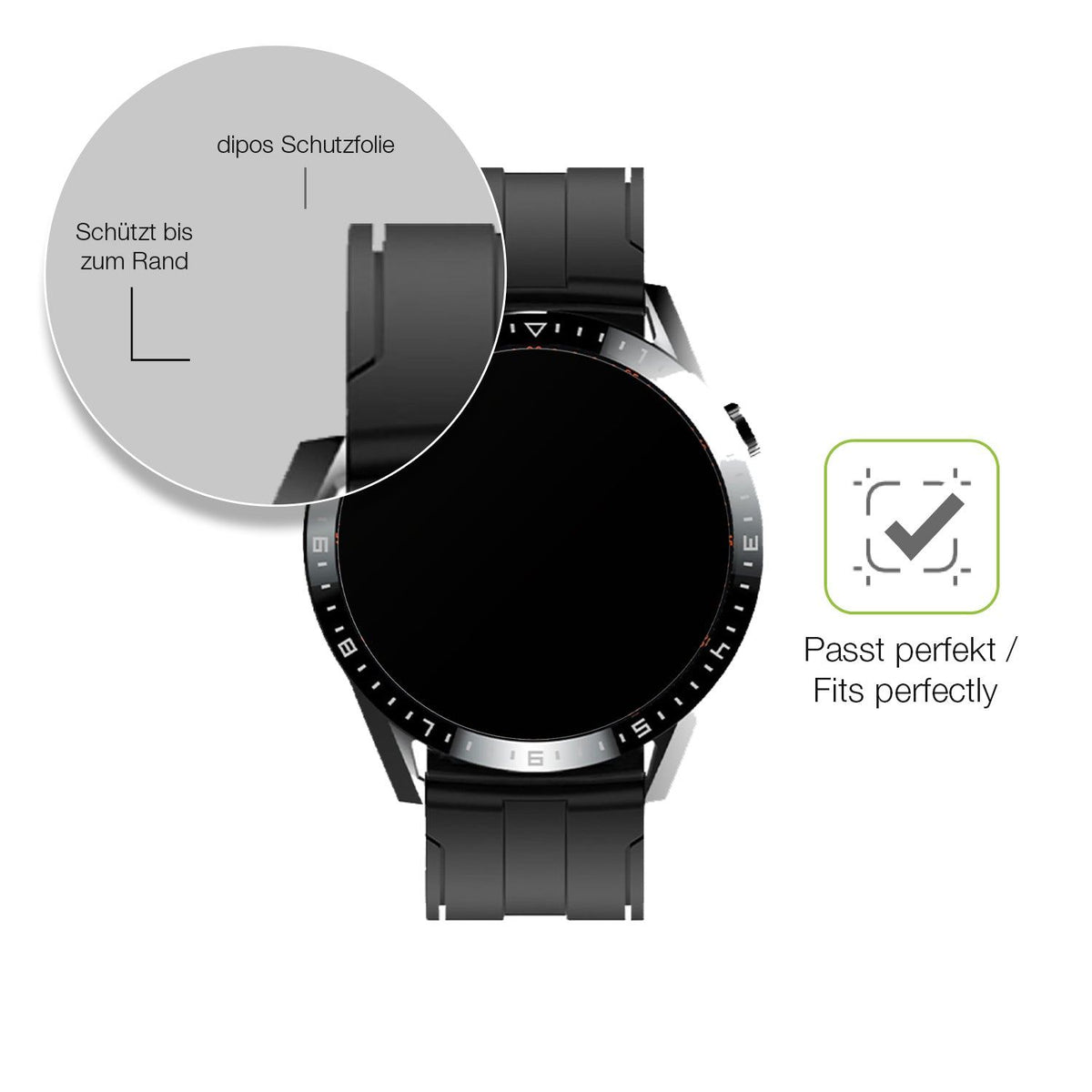 2x Full Cover Schutzfolie matt für Tracer Smartwatch SM9