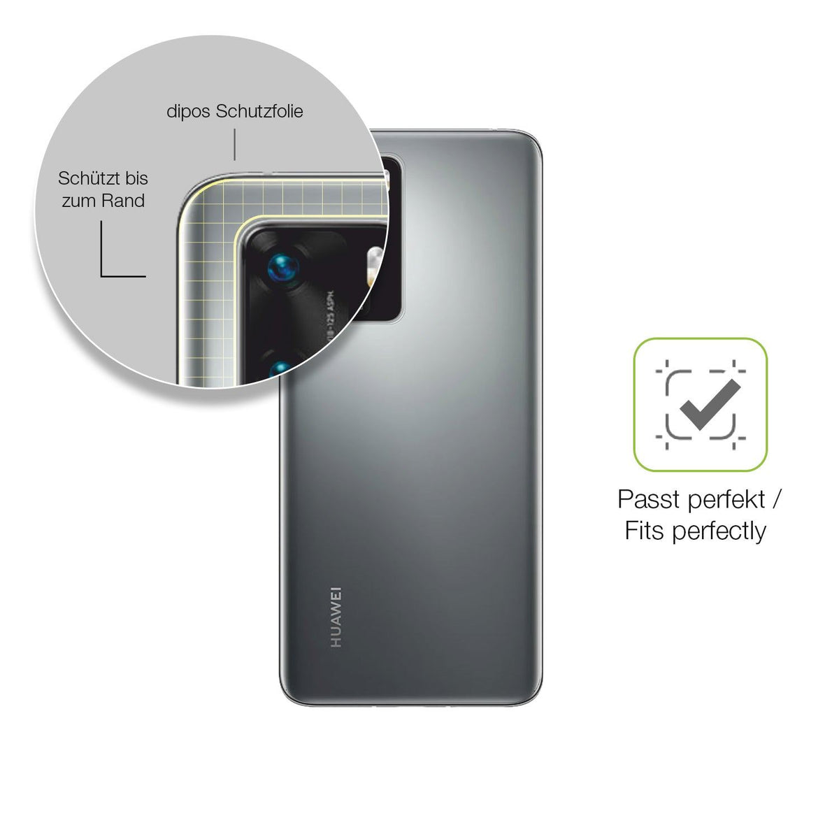 2x Full Cover Schutzfolie matt für Huawei P40 Pro Rückseite