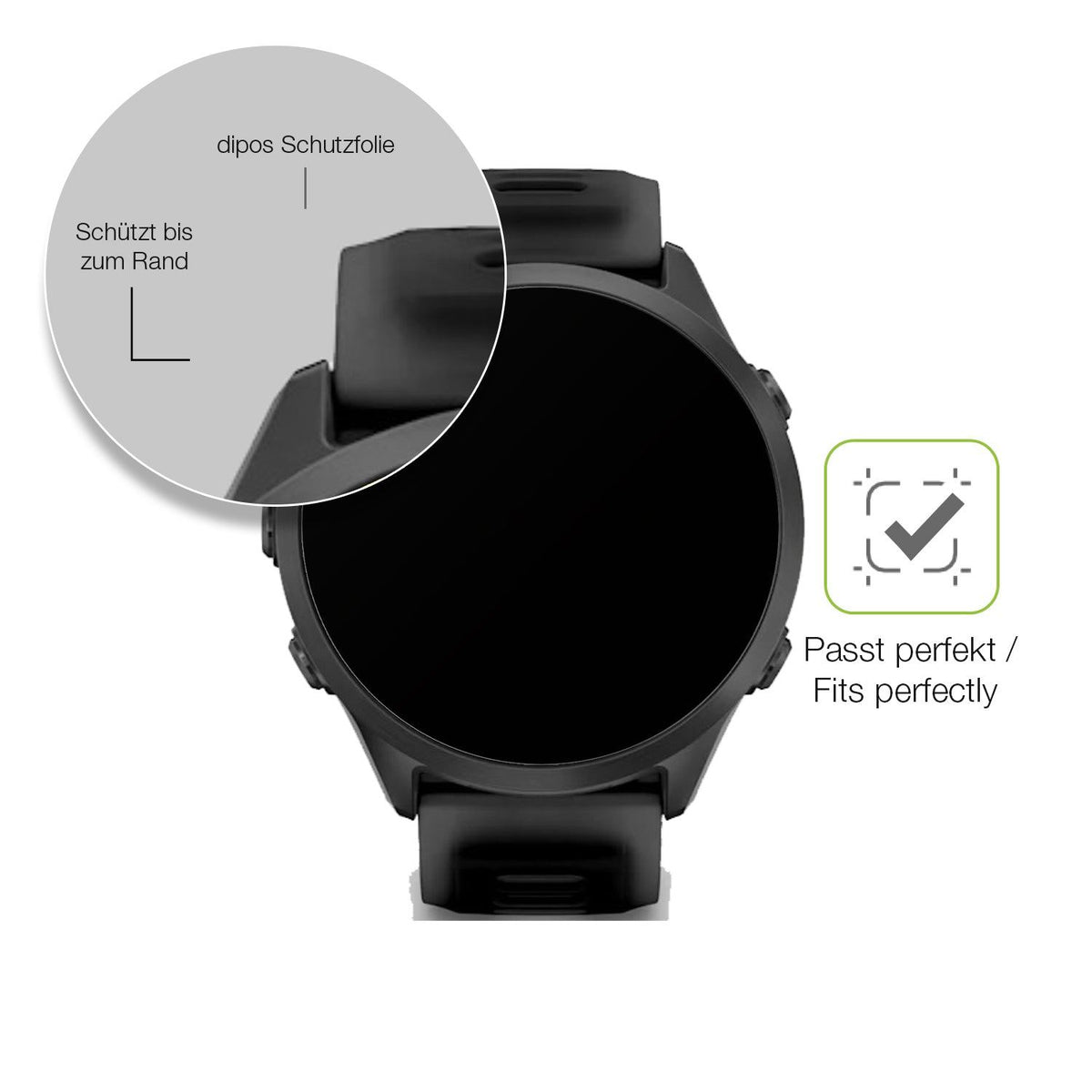 2x Full Cover Schutzfolie matt für Garmin Forerunner 570 42mm