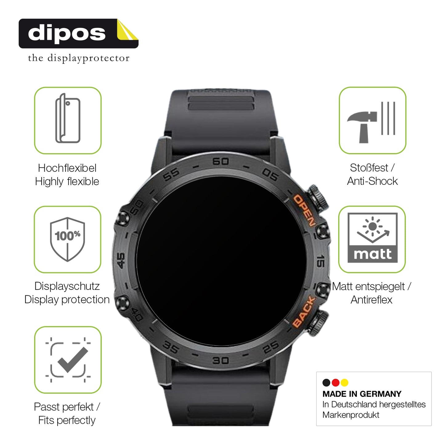2x Full Cover Schutzfolie matt für Darmowade Smartwatch 1.39 Zoll