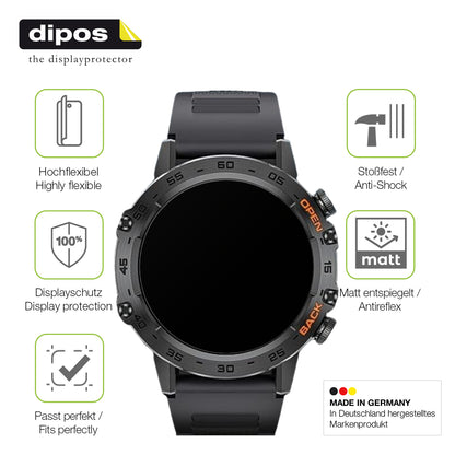 2x Full Cover Schutzfolie matt für Darmowade Smartwatch 1.39 Zoll