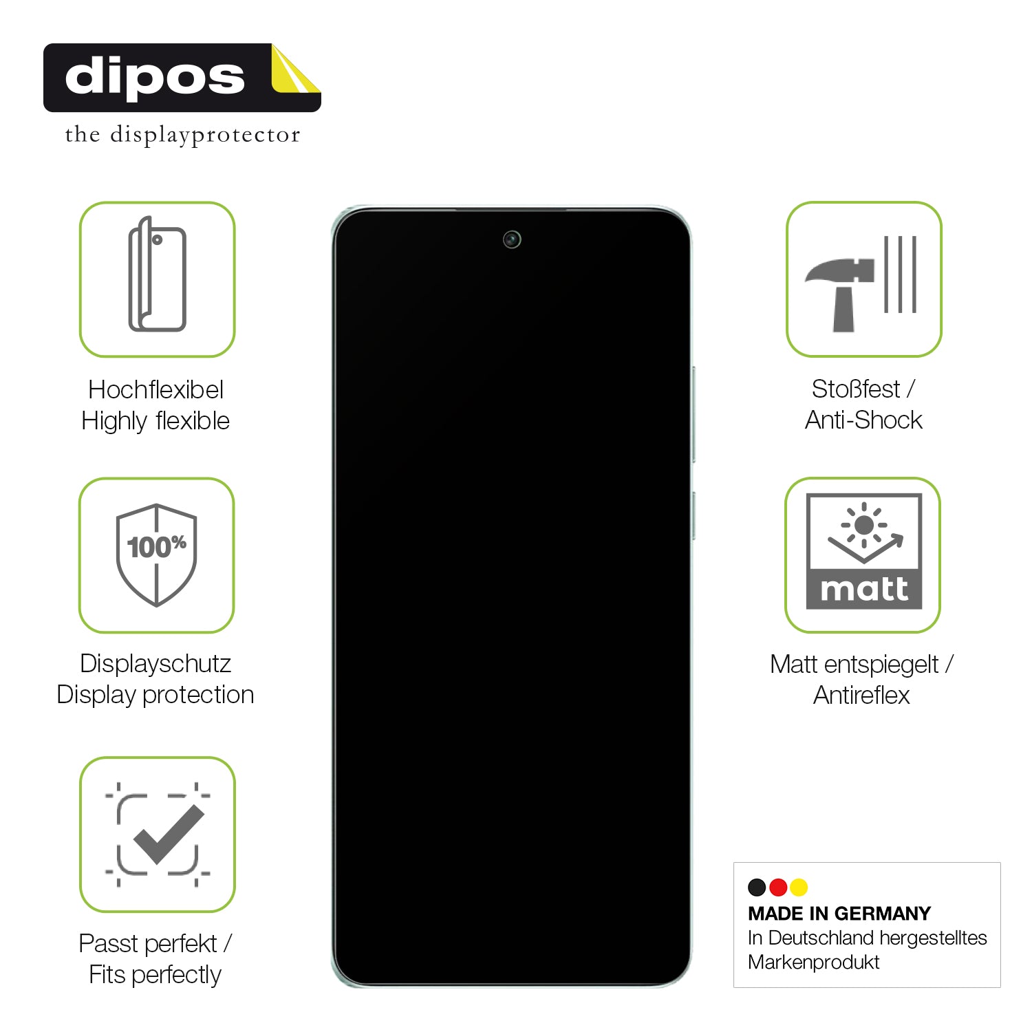 Displayschutz hergestellt in Deutschland, höchste Qualität made in Germany