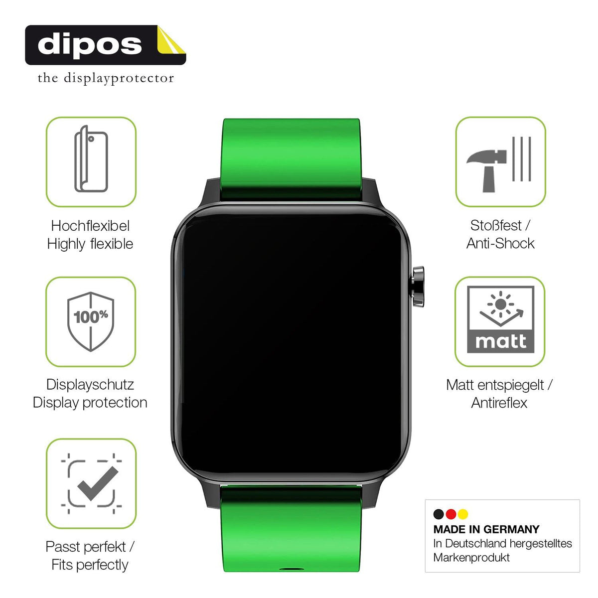 2x Full Cover Schutzfolie matt für Judneer 1,4 Zoll Smartwatch