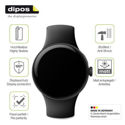 2x Full Cover Schutzfolie matt für Google Pixel Watch 1