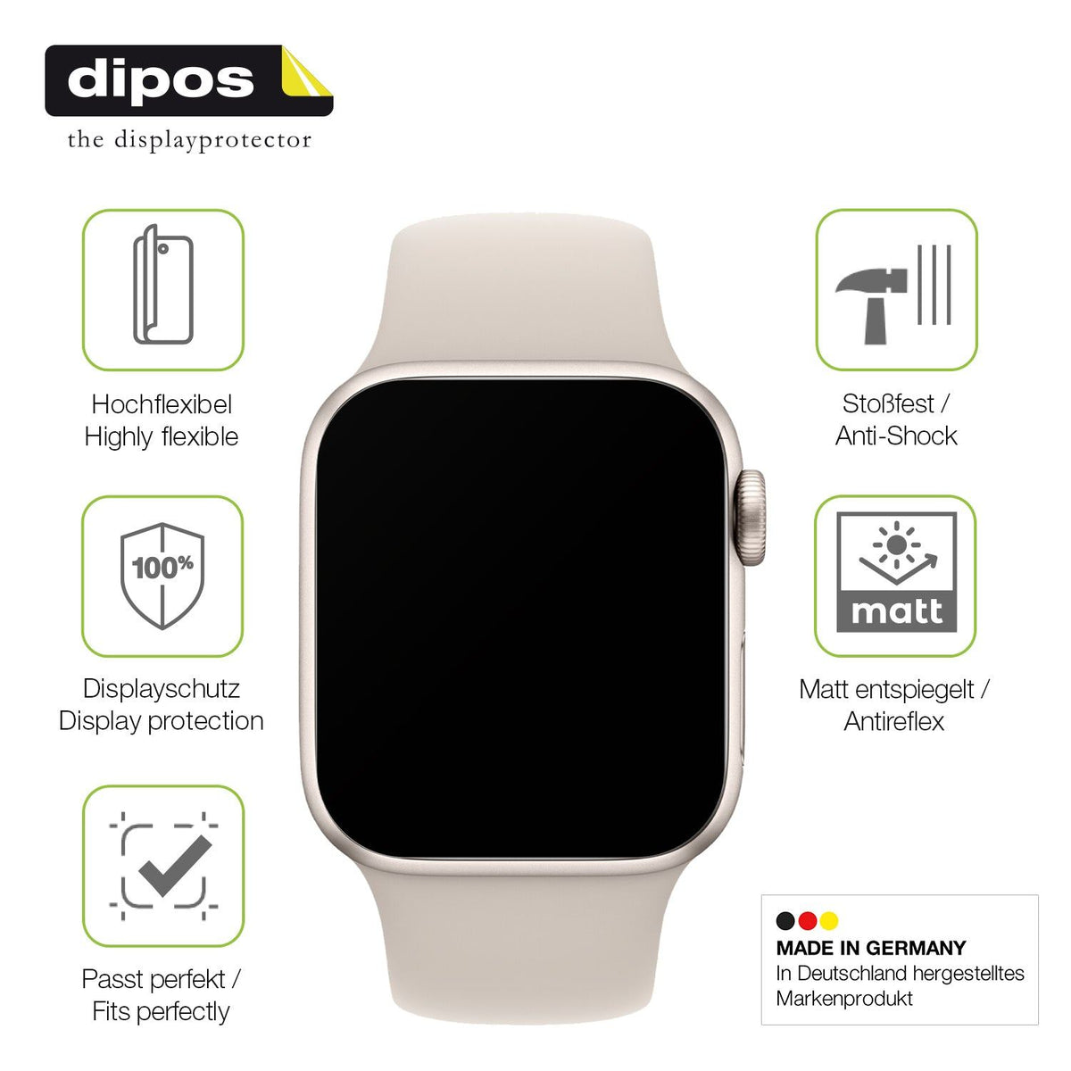 2x Full Cover Schutzfolie matt für Apple Watch SE 2. Generation GPS 40mm