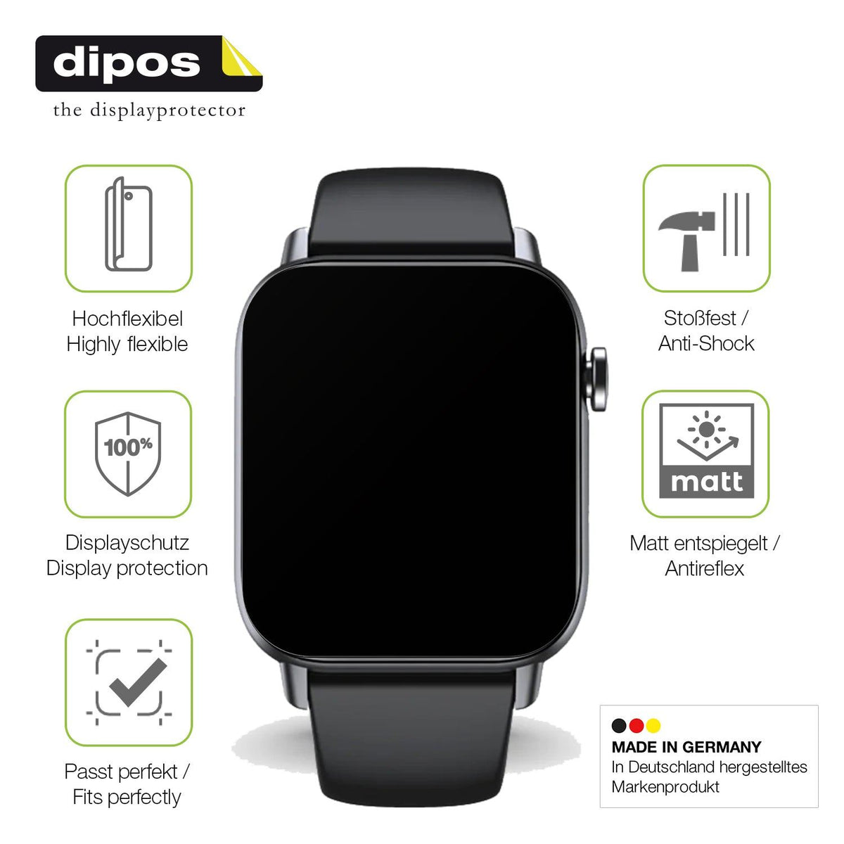 2x Full Cover Schutzfolie matt für Gard Pro Health Smartwatch 2+