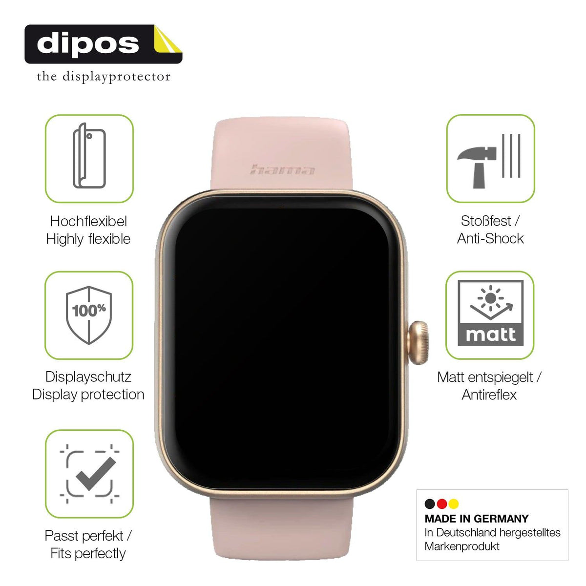 2x Full Cover Schutzfolie matt für Hama 5000 Smartwatch