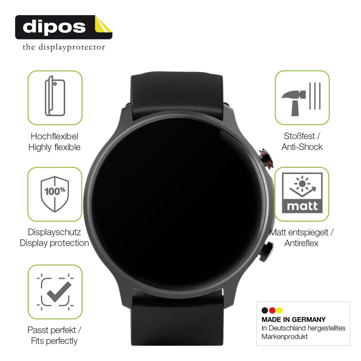 2x Full Cover Schutzfolie matt für Hama 6910 Smartwatch