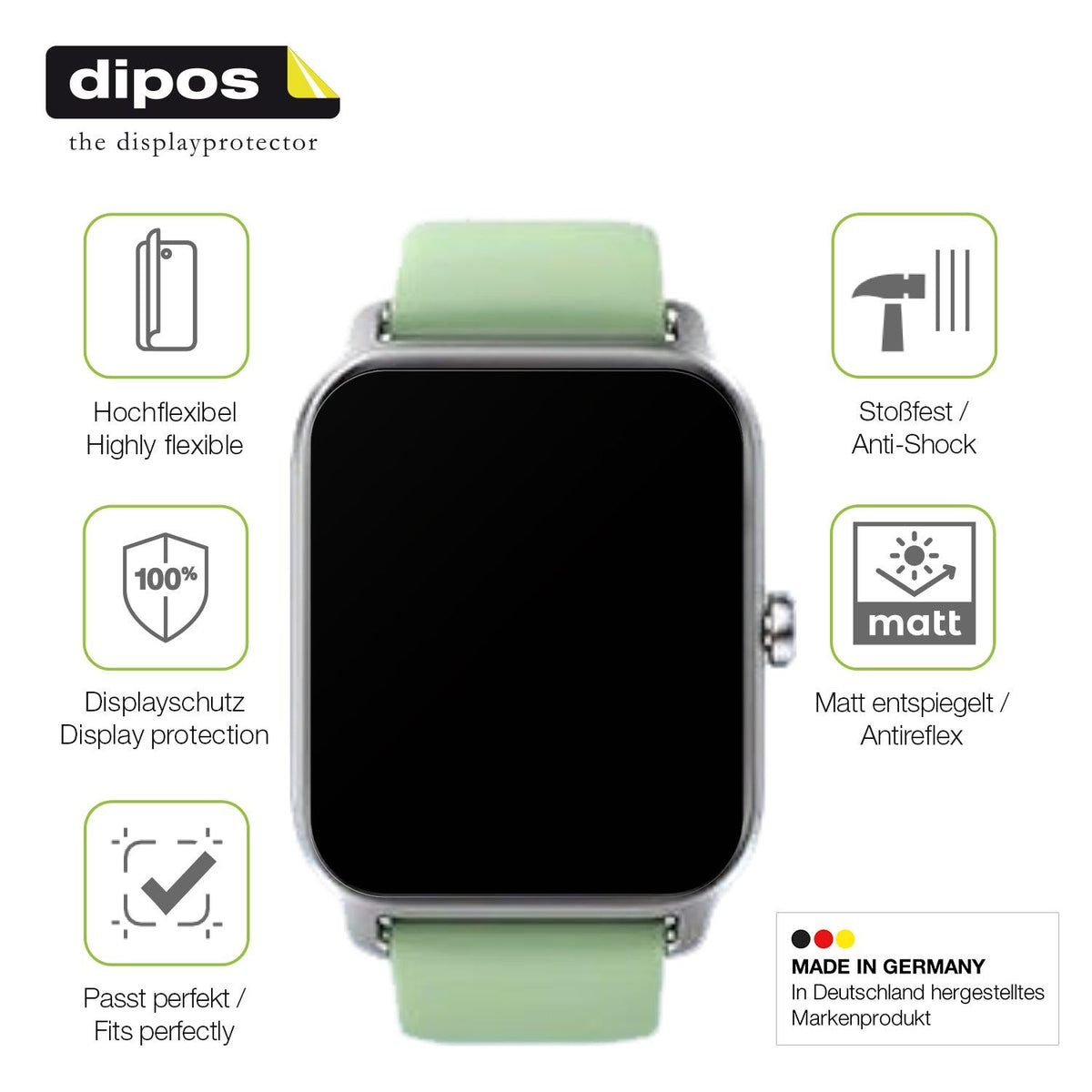 2x Full Cover Schutzfolie matt für JOYELE H79 Smartwatch