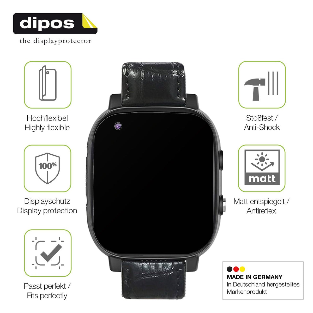 2x Full Cover Schutzfolie matt für Weyot Notruf Smartwatch