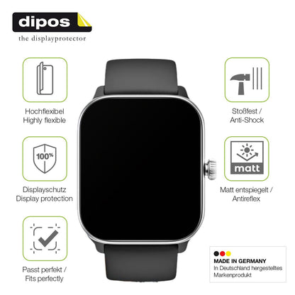 2x Full Cover Schutzfolie matt für Beafon 102 Smartwatch 1.83 Zoll