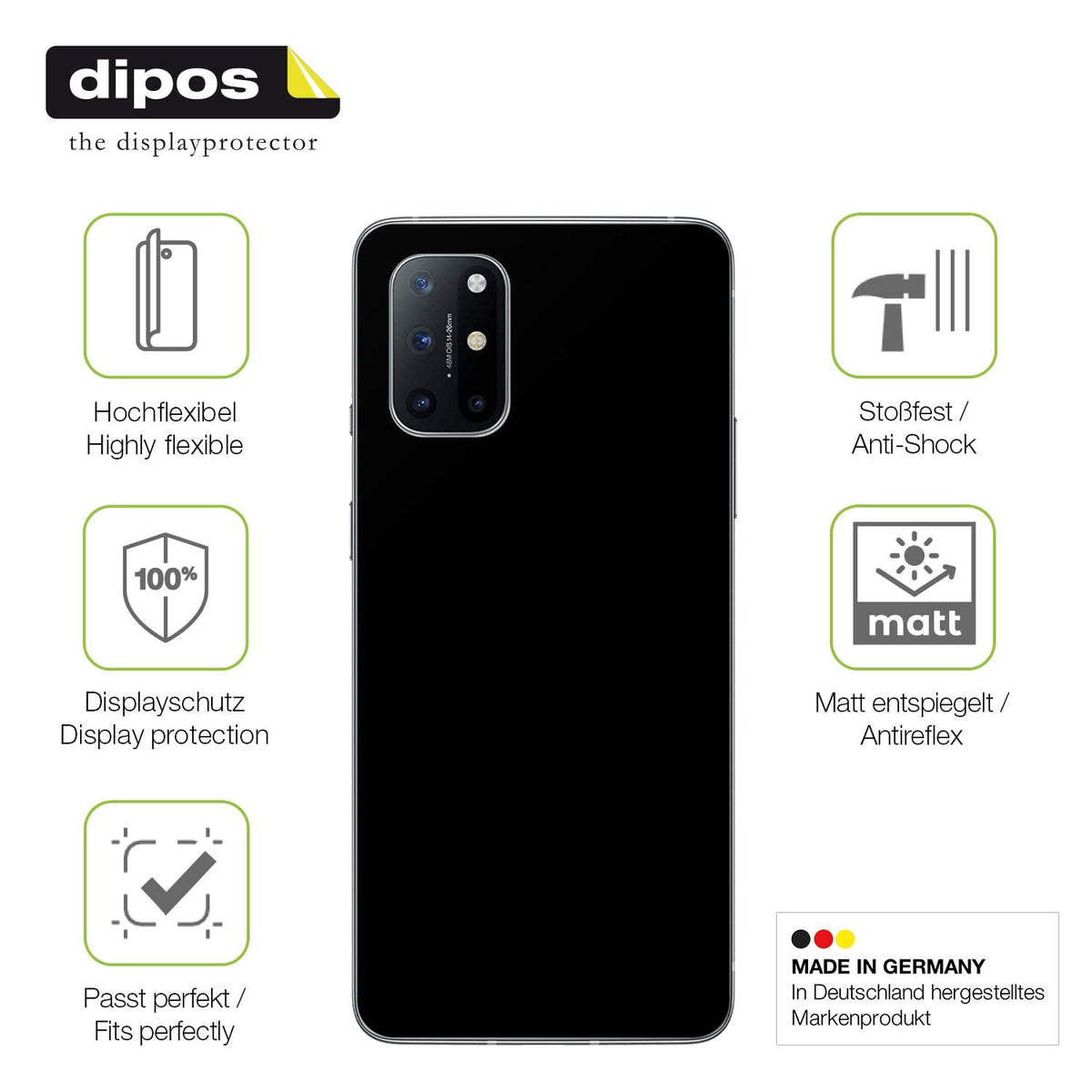 2x Full Cover Schutzfolie matt für OnePlus 8T Rueckseite