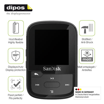 2x Full Cover Schutzfolie matt für SanDisk Clip Sport Plus